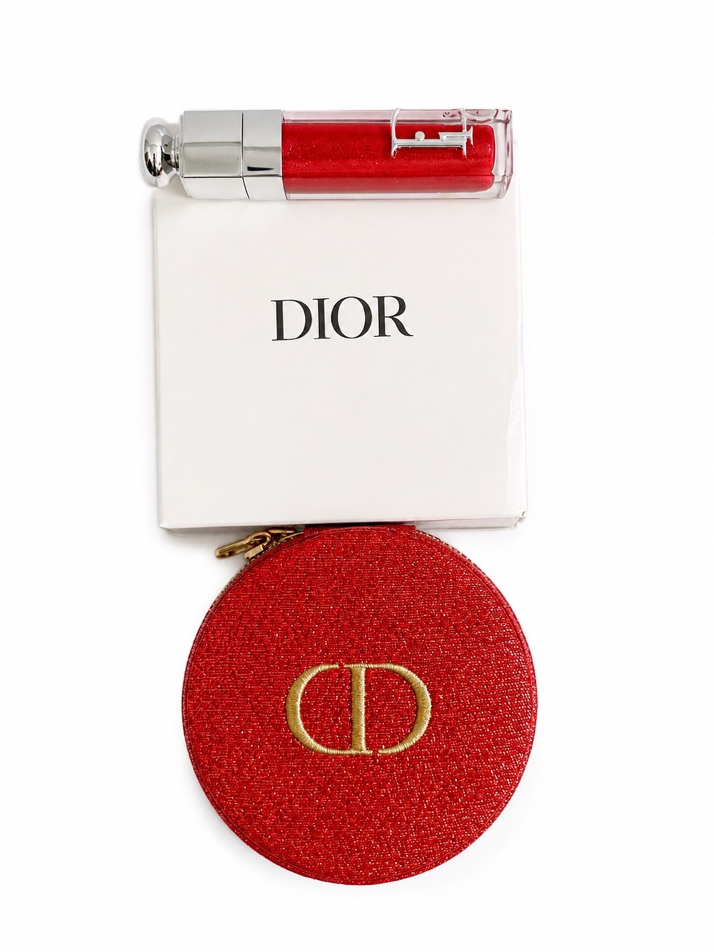 NWT Dior Addict Lip Maximizer 023 Full Size 6ml + Dior Red Zip Pouch & Gift Box